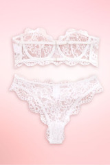 Tia White Lace strapless Bra and Panty Lingerie Set