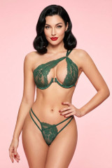Lavinia Green lace bra and panty set.