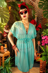 Turquoise Kimono Swimsuit Cover up.