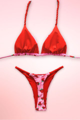 Strawberry Pink Red Two Piece Swimsuit Thong Bikini