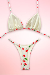 Cherry Print Two Piece Swimsuit Thong Bikini