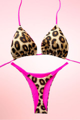 Leopard Hot Pink Two Piece Thong Bikini Set