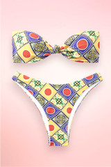 Geometric Print Two Piece Swimsuit Brazilian Bikini - XS