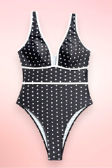 Corsica Black White Polkadot One Piece Swimsuit