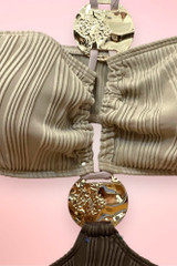 Havana Beige Brown Monokini Halter One Piece Swimsuit