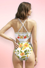 Torreblanca White Yellow Floral One Piece Swimsuit