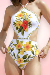 Torreblanca White Yellow Floral One Piece Swimsuit