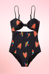 Malta Black Parrot One Piece Swimsuit