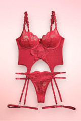Andrea Red Lace Corset with Garter