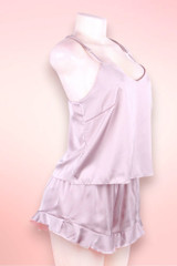 Katrina Beige Satin Plus Size Cami Shorts Set