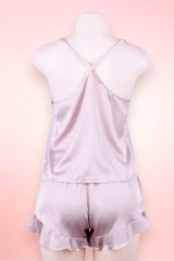 Katrina Beige Satin Camisole and Ruffle Shorts Set