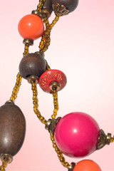 Island Voodoo Multi-Strand Coral and Wood Layered Statement Necklace