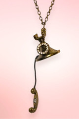 Retro Telephone Pendant Chain Vintage Necklace