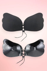 Drawstring Pushup Adhesive Cleavage Wing Bra