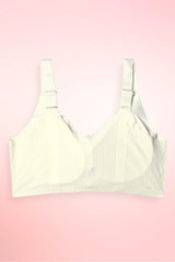 Back Off Cream seamless ribbed wireless bra.