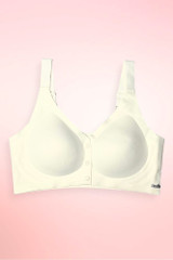 Cream seamless ribbed wireless bra.