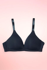 Navy seamless wireless triangle cup T-shirt bra.