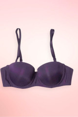 Plum seamless strapless push-up bra.