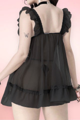 Romy Retro Black Sheer Babydoll
