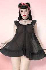Retro Black Sheer babydoll