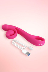 Jeff Pink Curved USB Charging Snail Rabbit Vibrator
