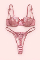 Camilla Pink Lace Balconette Bra and Thong Panty Set