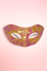 Pink Gold Harlequin Handmade Art Venetian Masquerade Mask