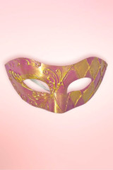 Pink Gold Harlequin Handmade Art Venetian Masquerade Mask