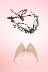 Forest Elf Ears and Vine Headband Set