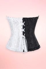 Doris Black and White 2 Tone Jacquard Corset Top