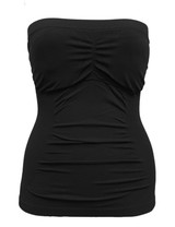 Black Bandeau Tube top with built in padded bra  actual product picture on a mannequin front view 