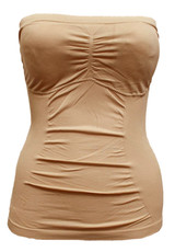 Mocha Bandeau Tube top with built in padded bra  actual product picture on a mannequin front view 