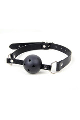 Black Breathable Ball Gag with Faux Leather Strap