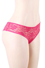 Joy Pink Ruffle Lace Crotchless Panty