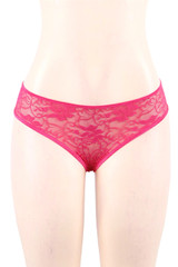 Joy Pink Ruffle Lace Crotchless Panty