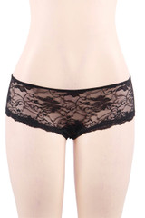 Donna Black Lace Plus Size Crotchless Panty
