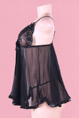 black see through nighties actual product photo on a mannequin side view