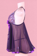 purple babydoll actual product lingerie on a mannequin  side view