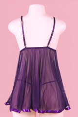 Vie Purple Sheer Embroidered Sequin Babydoll