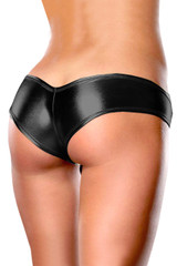 Black Wet Look Vinyl Pole Dance Stripper Booty Panty