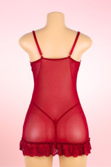 Julia Maroon Red Plus Size Lace Nightie