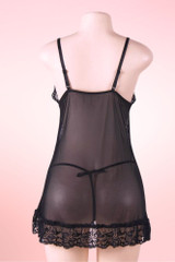 Julia Floral Plus Size Black Lace Nightie