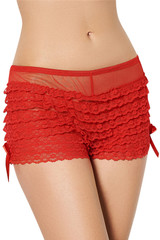 Red Retro Rumba Boyshort Panty with Black Satin Side bows