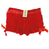 Red Retro Rumba Boyshort Panty with Black Satin Side bows