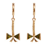  Green Bow Cubic Zirconia Crystal Rose Gold Plated Retro Vintage Earring