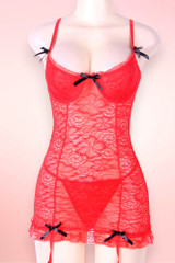 Darcy Red Lace Plus Size Garter Lingerie