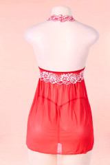 Ada Red Plus Size Nighties Babydoll Lingerie  actual product picture on a mannequin backview 
