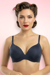 Pin-up girl wearing a black Seamless Tshirt Bra.