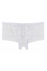 Donna White Plus Size Lace Crotchless Panty