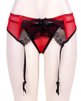Blair Lace Red Plus Size Garter Belt Set with Thong